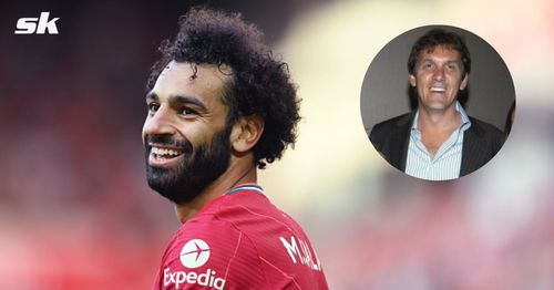 Liverpool forward Mohamed Salah; (inset) Tony Cascarino.