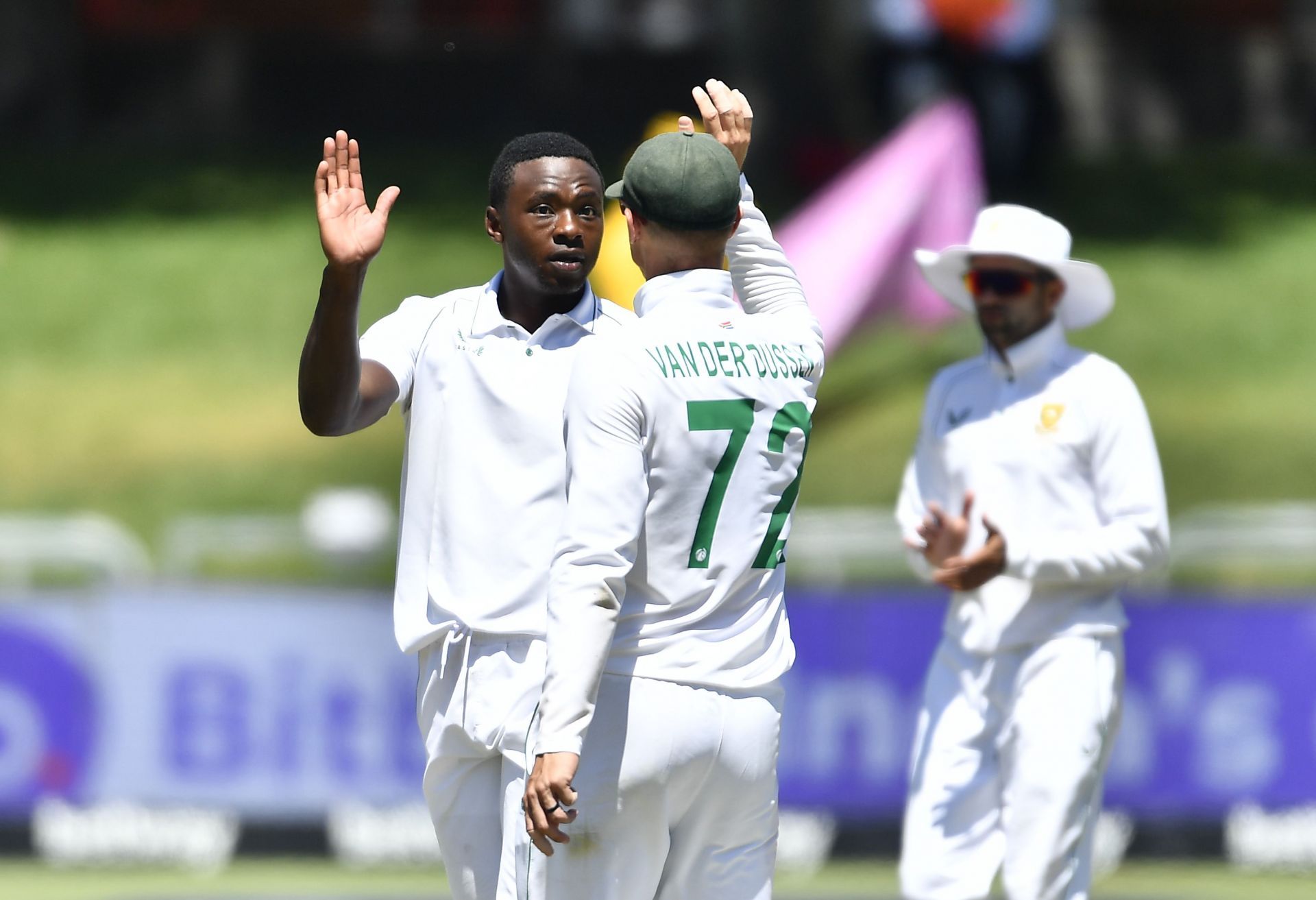 Kagiso Rabada celebrates a wicket during the Test series. Pic: Getty Images