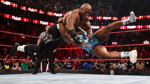 Big E in action against Bobby Lashley