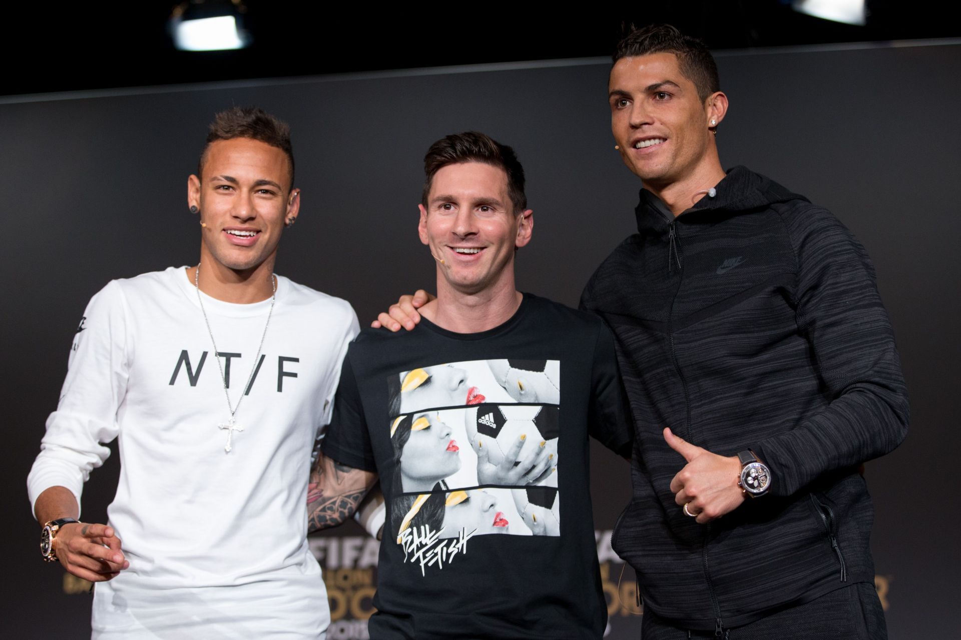Three shortlisted players at FIFA Ballon d&#039;Or Gala in 2015