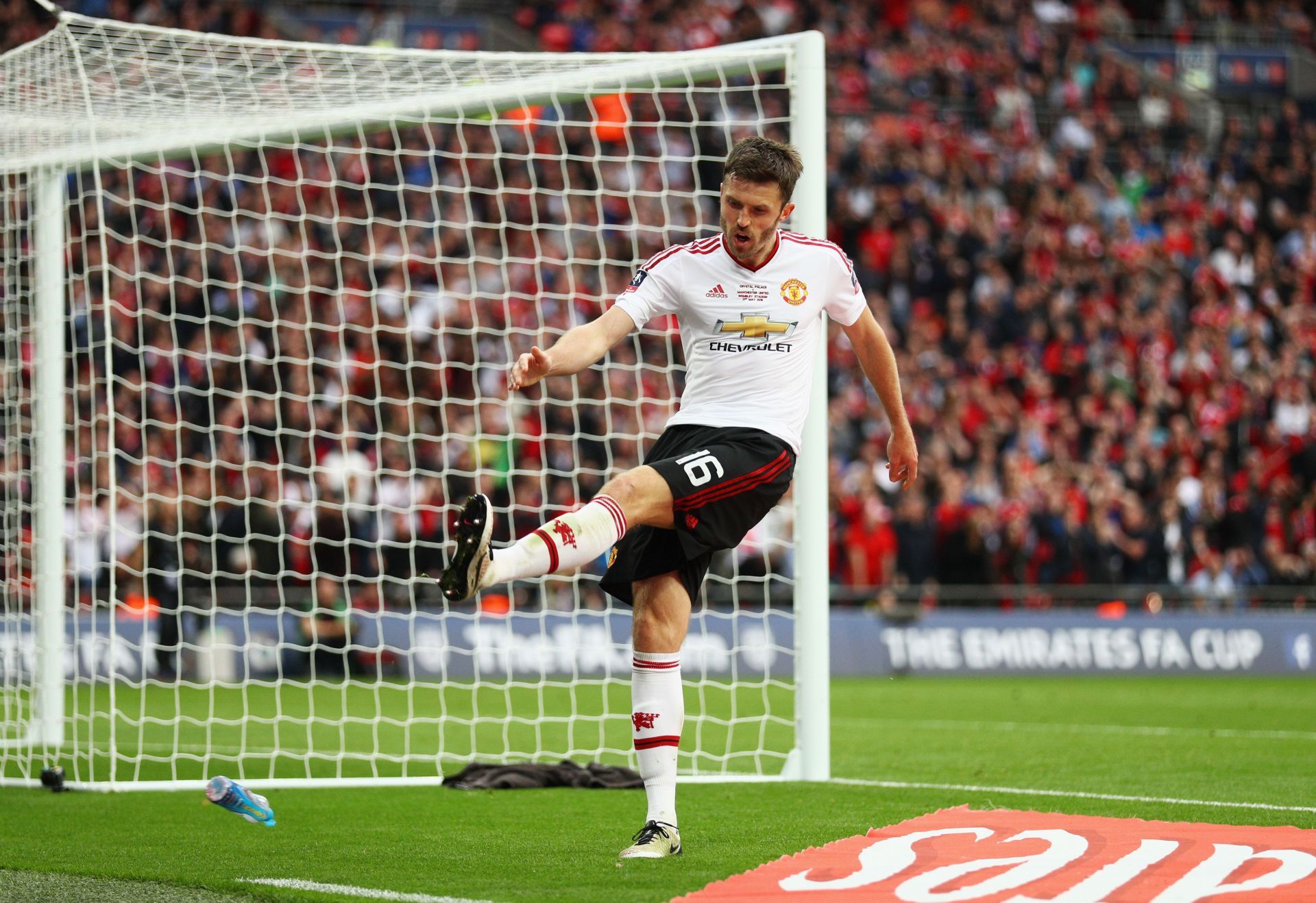 Michael Carrick in action against Crystal Palace - The Emirates FA Cup Final