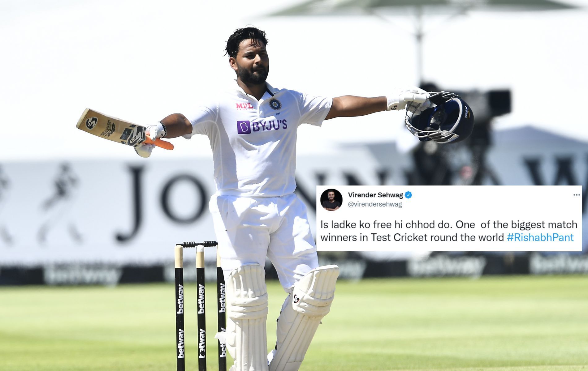 Rishabh Pant was lauded on social media for his unbeaten 139-ball 100 against South Africa.