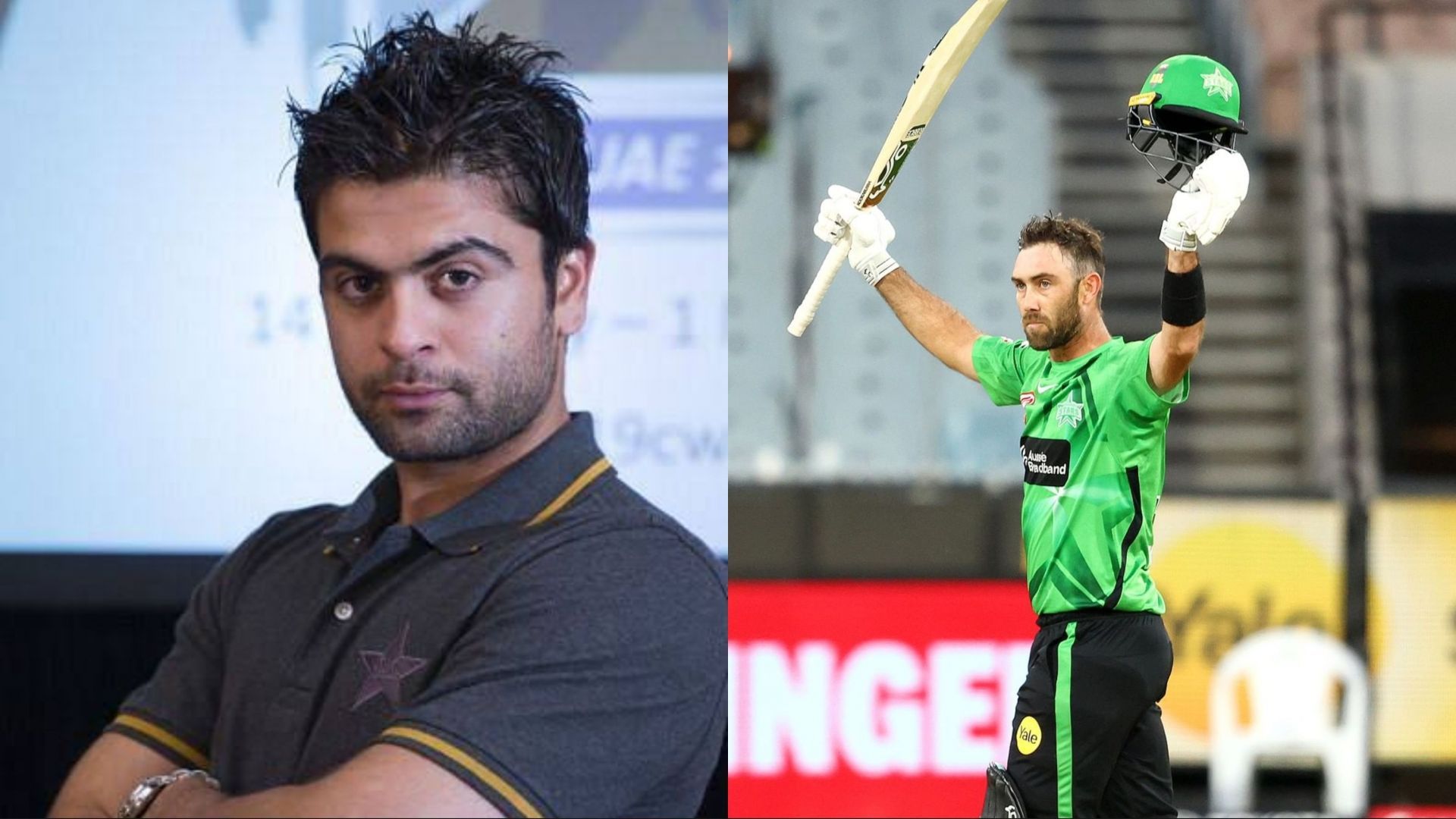 Glenn Maxwell (R) broke Ahmed Shehzad&#039;s all-time record for the most fours in one T20I innings