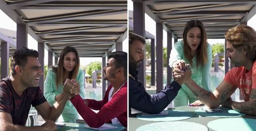 India Maharajas players engage in fun arm wrestling session (Credit: Legends League Cricket/Instagram)