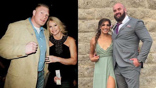 Brock Lesnar & Sable (left) and Braun Strowman & Raquel Gonzalez (right)