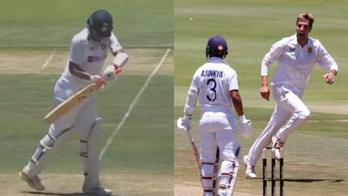 Snippets from Cheteshwar Pujara (L) and Ajinkya Rahane's wickets.