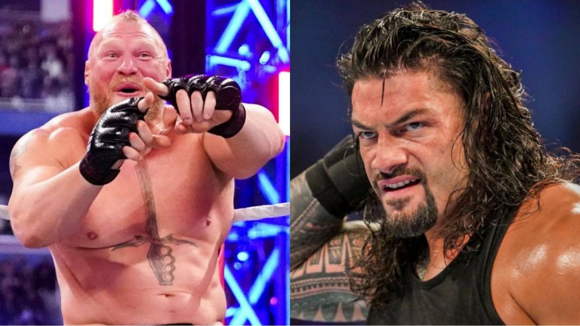 Brock Lesnar (left) and Roman Reigns (right)