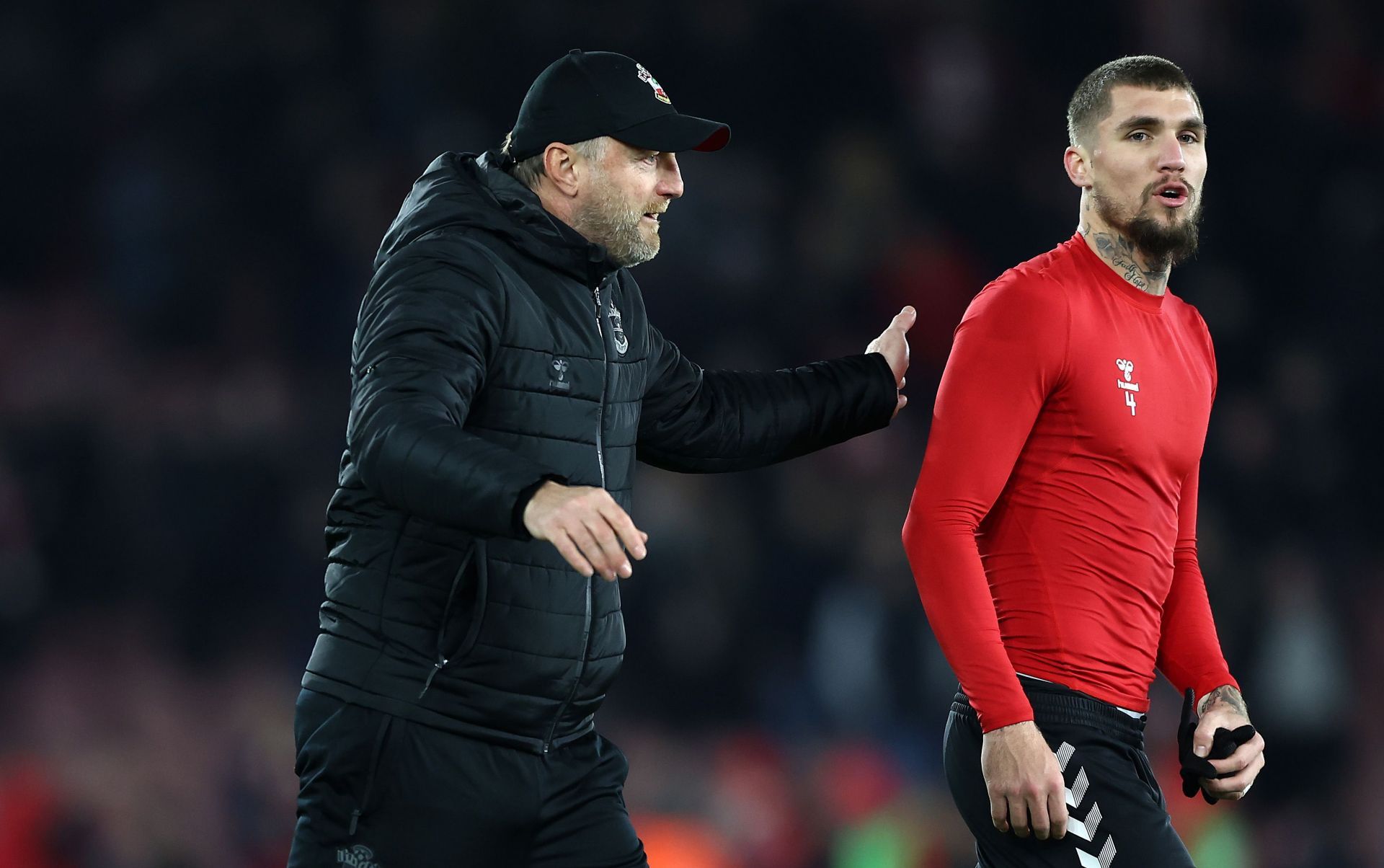 Ralph Hassenhuttl celebrates his side&#039;s hard-earned draw against City.