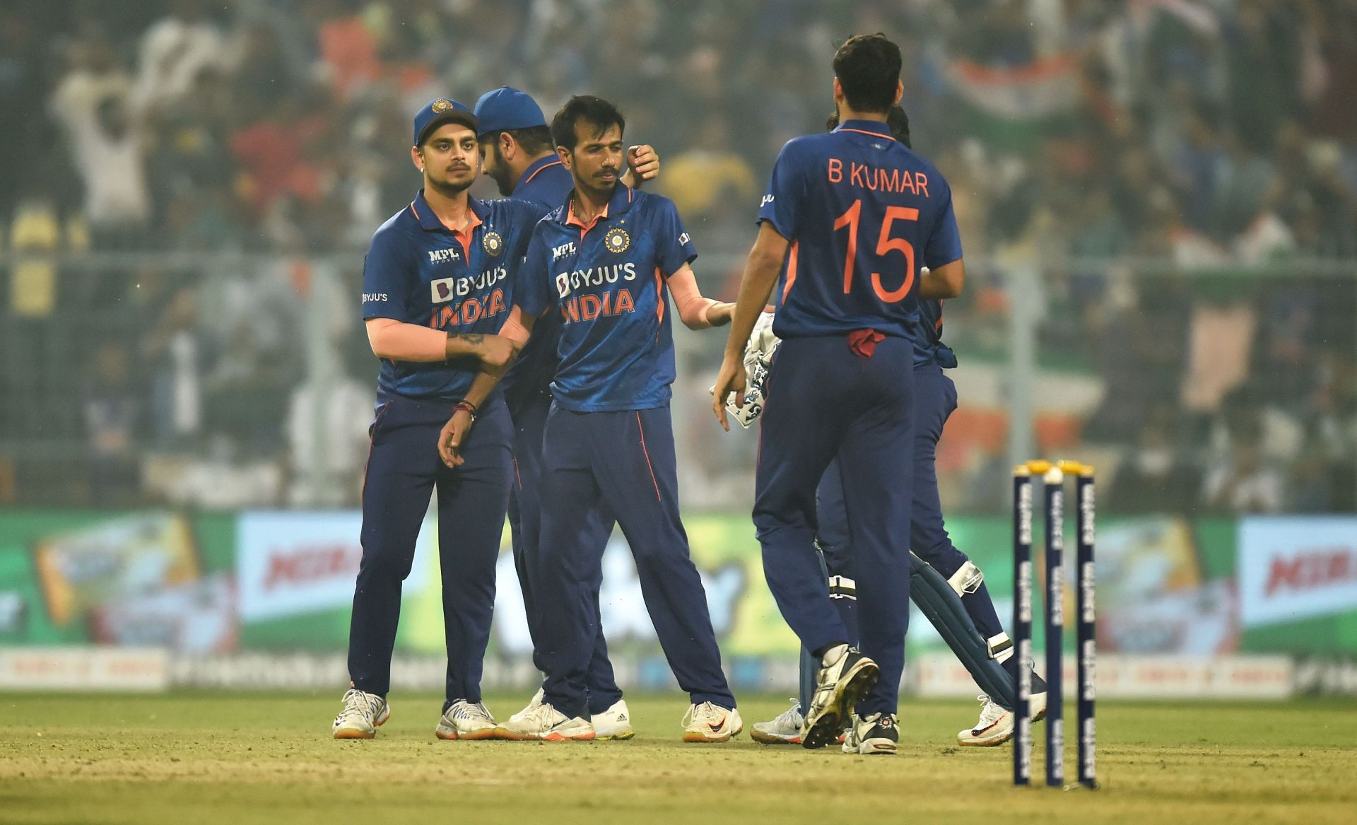 Team India leg-spinner Yuzvendra Chahal celebrates a wicket during the T20I series against the Kiwis. Pic: Getty Images