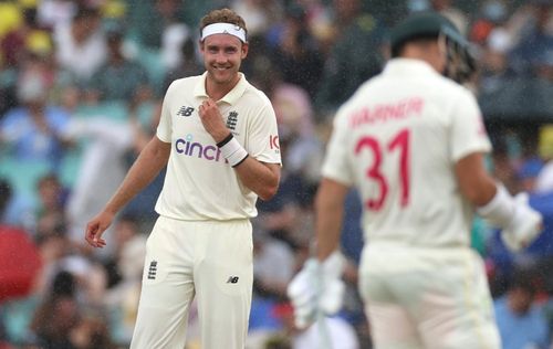 Stuart Broad gets David Warner on the opening day of the fourth Test in Sydney (PC: ICC Twitter)