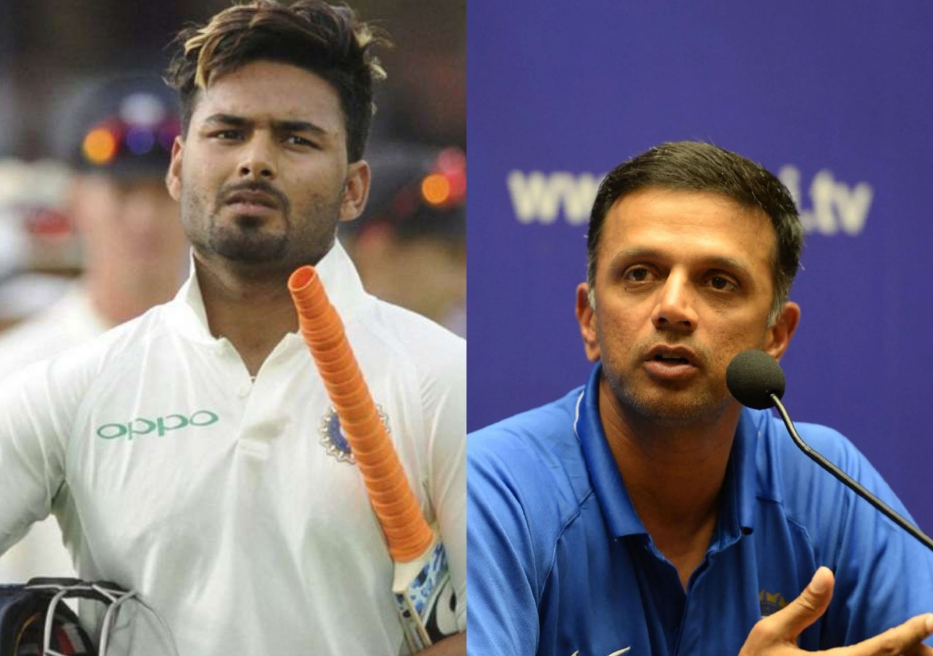 Rishabh Pant (l) and Rahul Dravid (r)