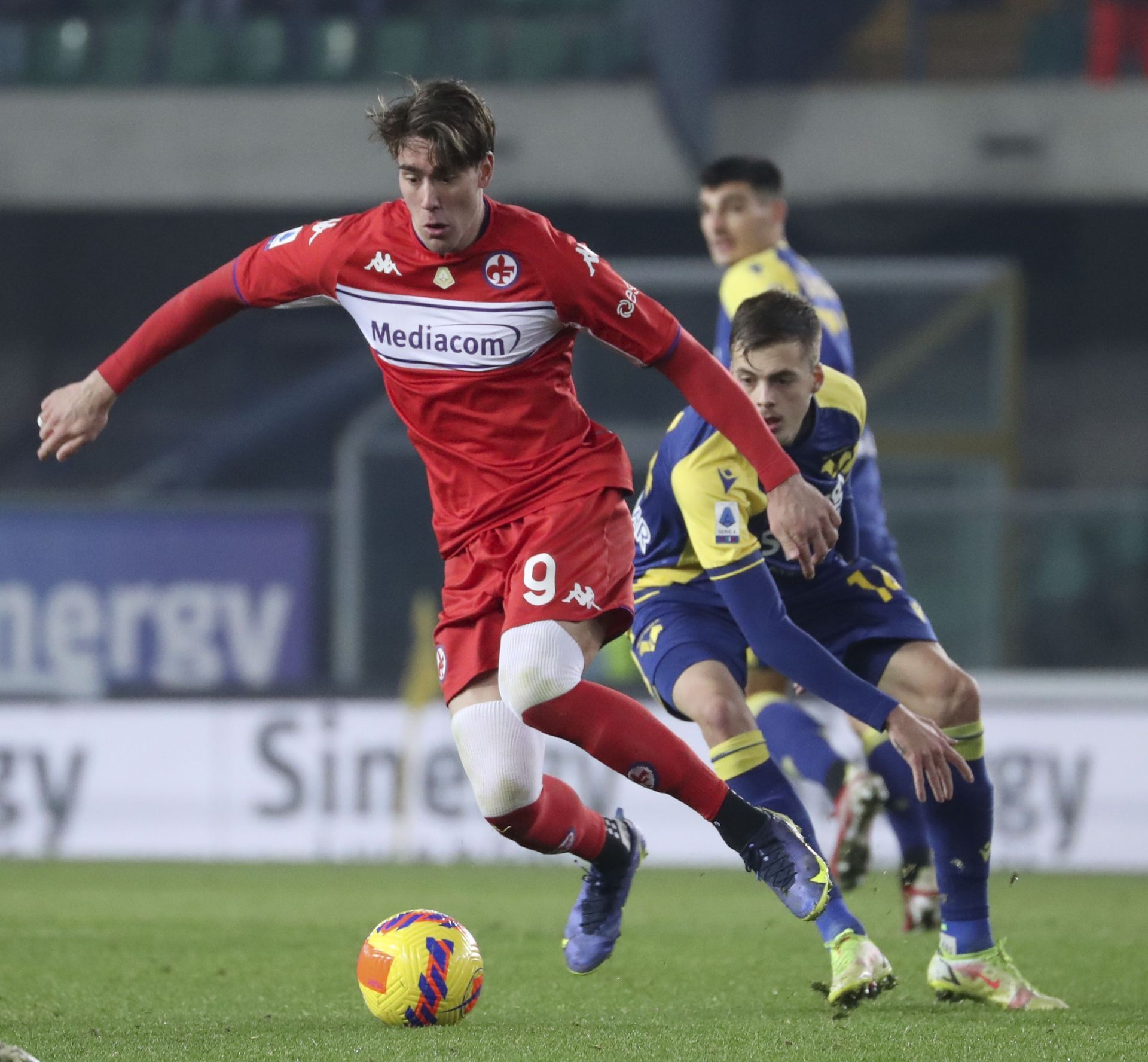 Fiorentina's Vlahovic in action against Verona