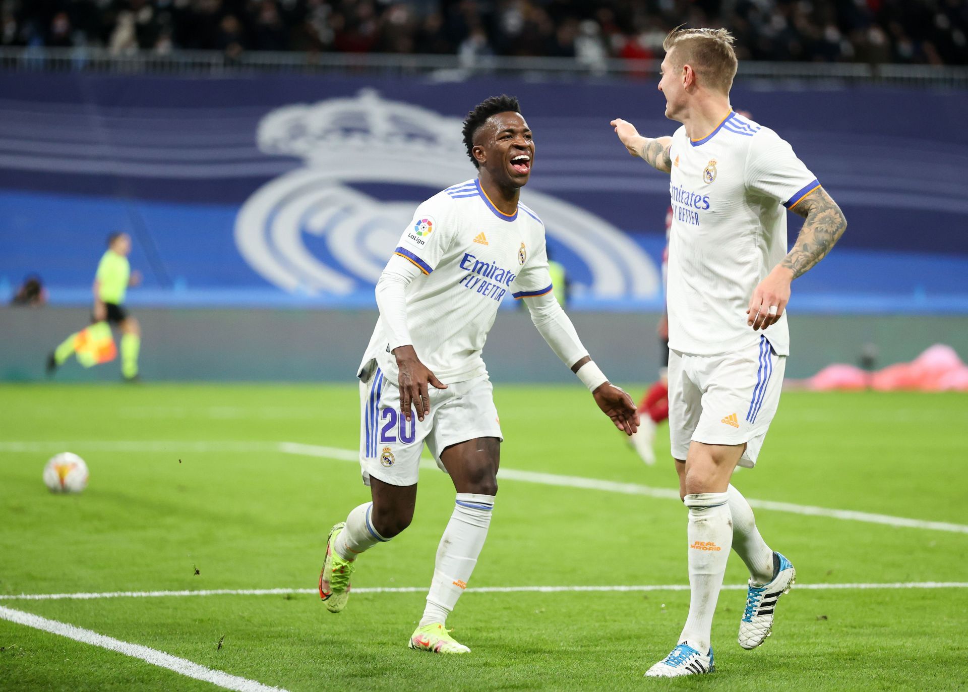 Toni Kroos and Vinicius Junior (left) were impressive on the night.