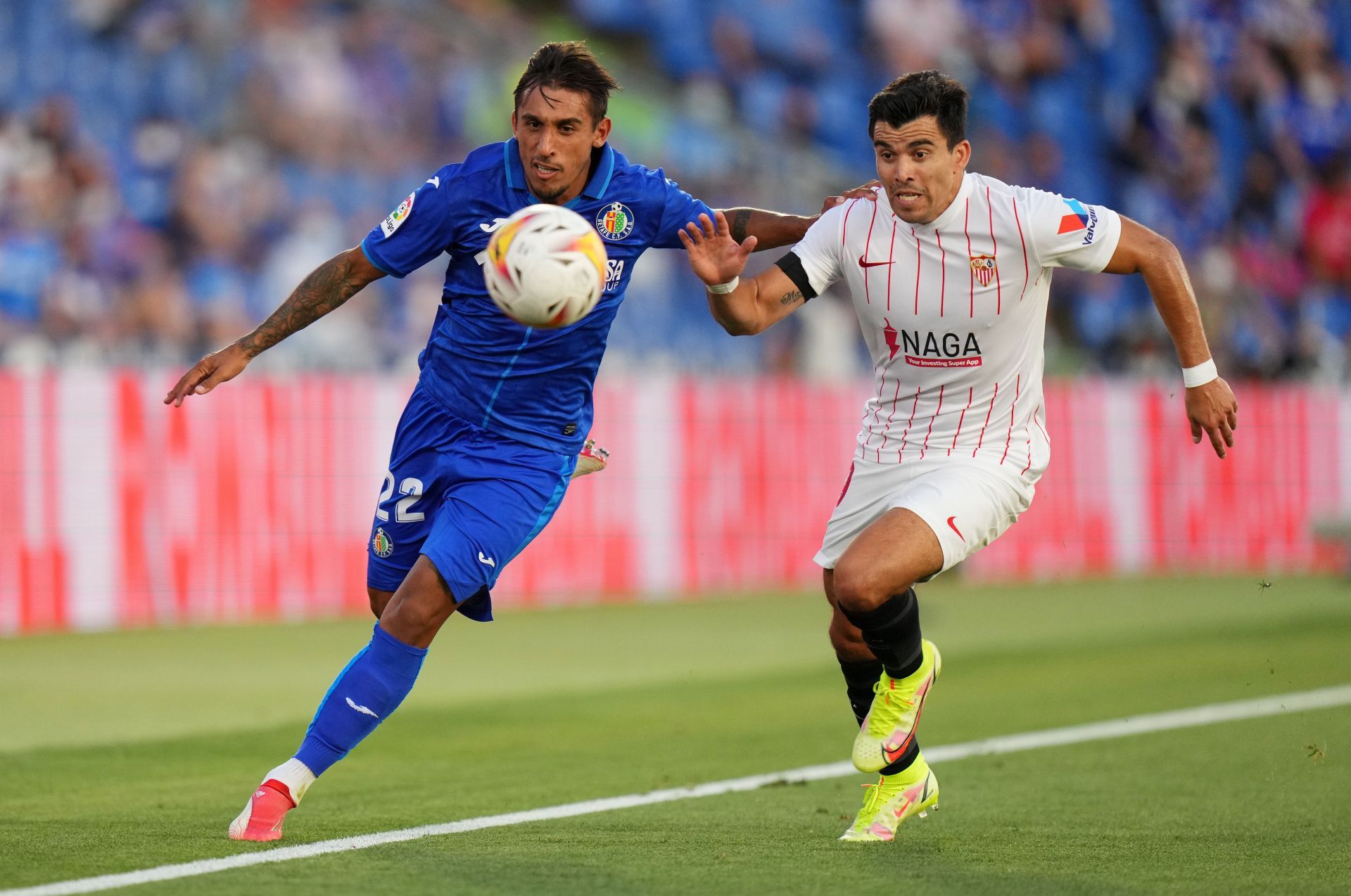 Marcos Acuna in action during Getafe CF v Sevilla FC