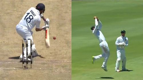 Screengrabs from Virat Kohli's wicket today.