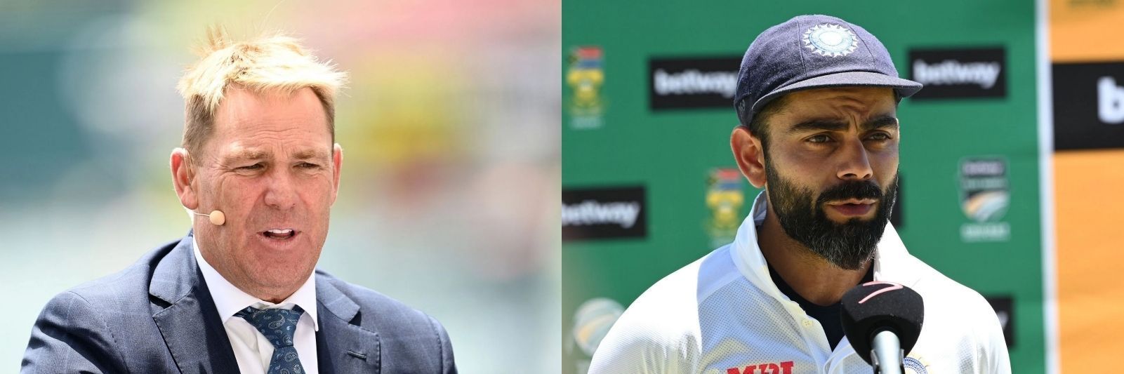 Shane Warne and Virat Kohli. Pics: Getty Images