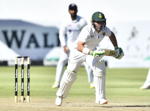 Dean Elgar during Day 3 of the Test. Pic: Getty Images