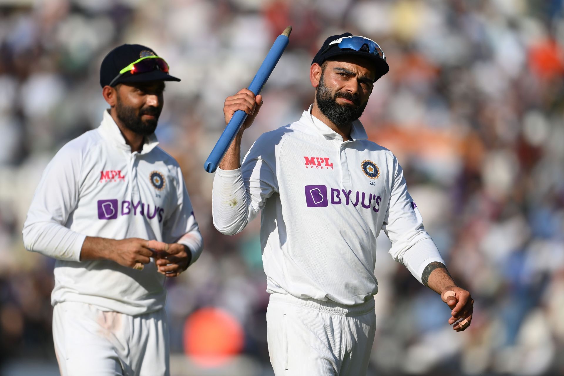 Virat Kohli celebrates India&#039;s win in the fourth Test over England.