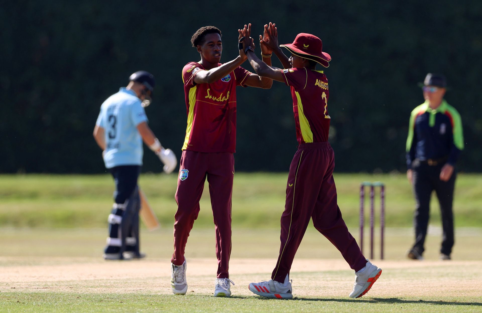 West Indies U19 in action against England U19 in 2021.