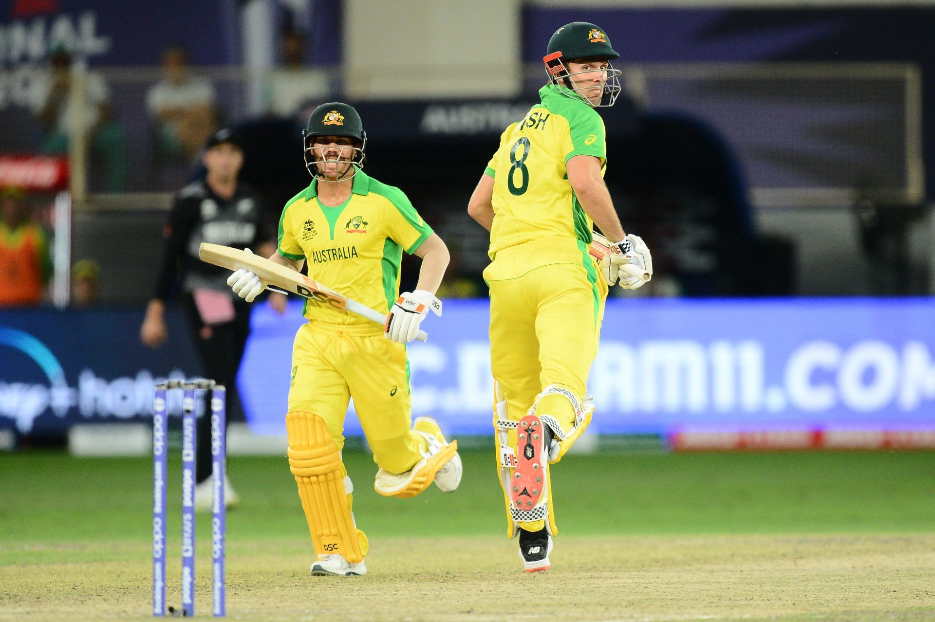 David Warner (left) and Mitchell Marsh were two heroes for Australia in their maiden T20 World Cup triumph in 2021.