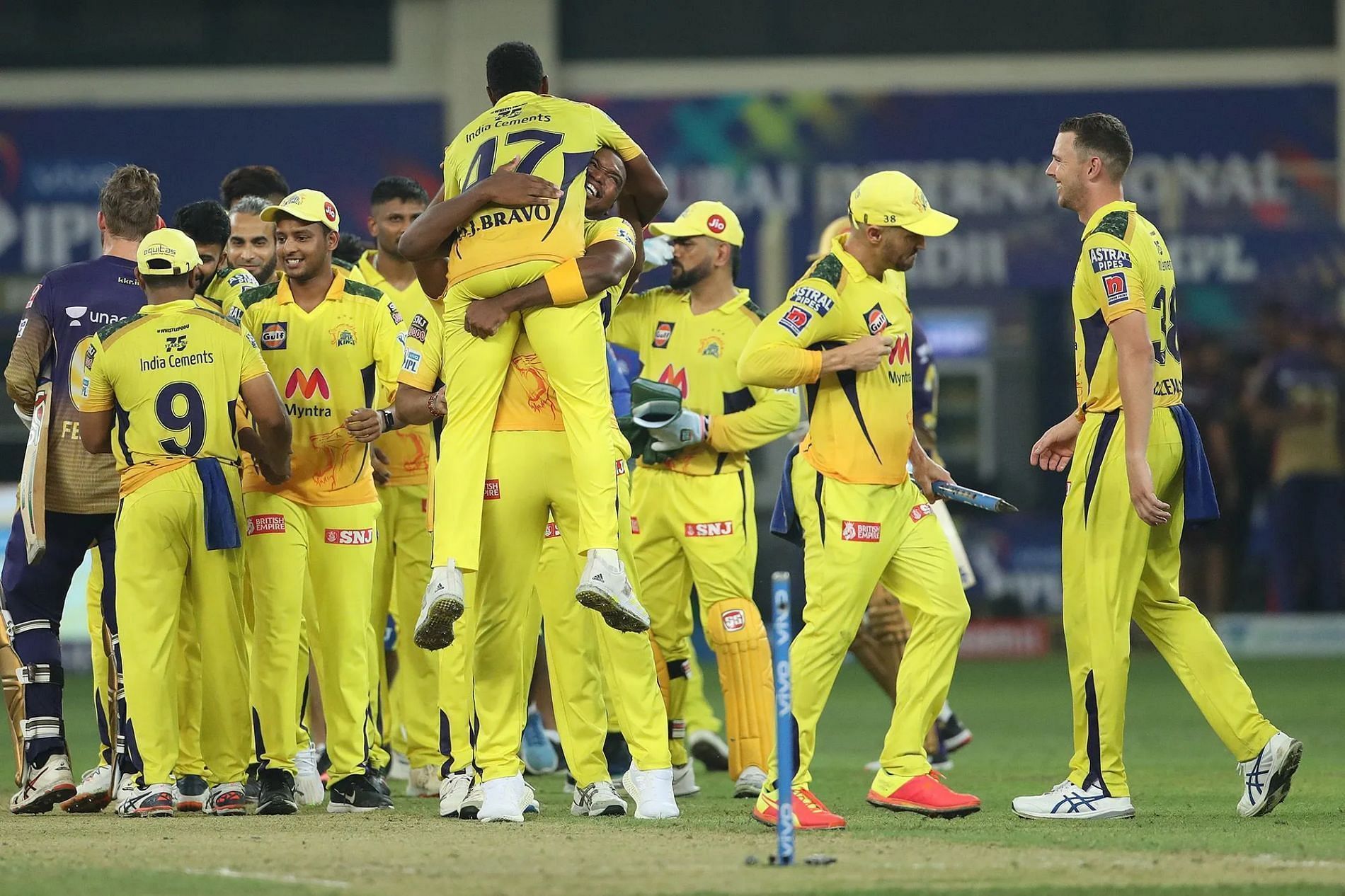 CSK celebrate after winning IPL 2021. Pic: IPLT20.COM