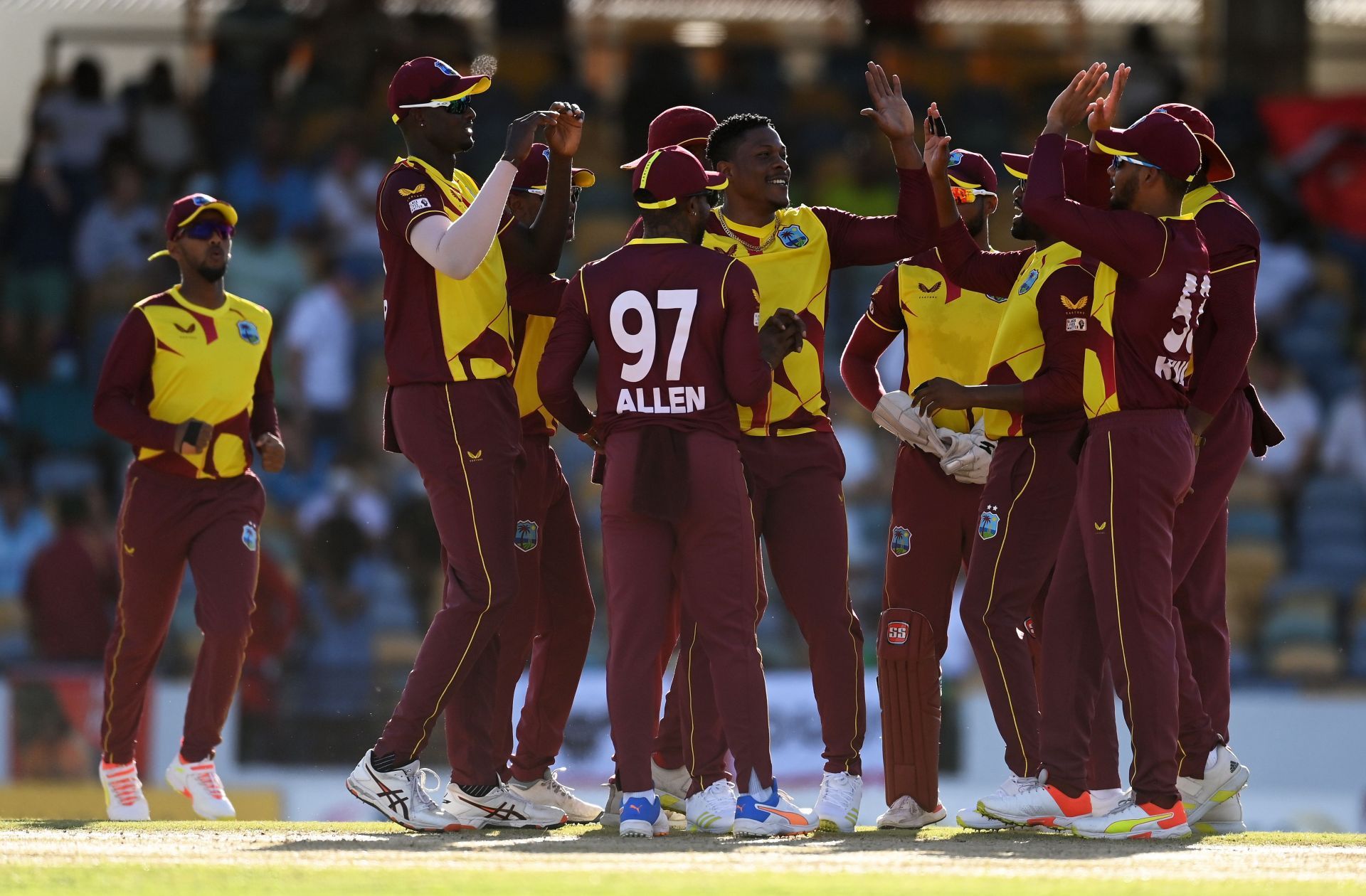 Snap from the first T20I between West Indies and England.