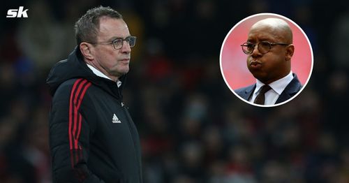 Manchester United boss Ralf Rangnick (L); (inset) Ian Wright.