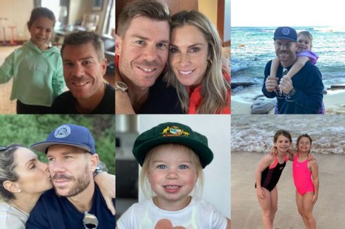 A collage of David Warner with family. Pic: David Warner/ Instagram