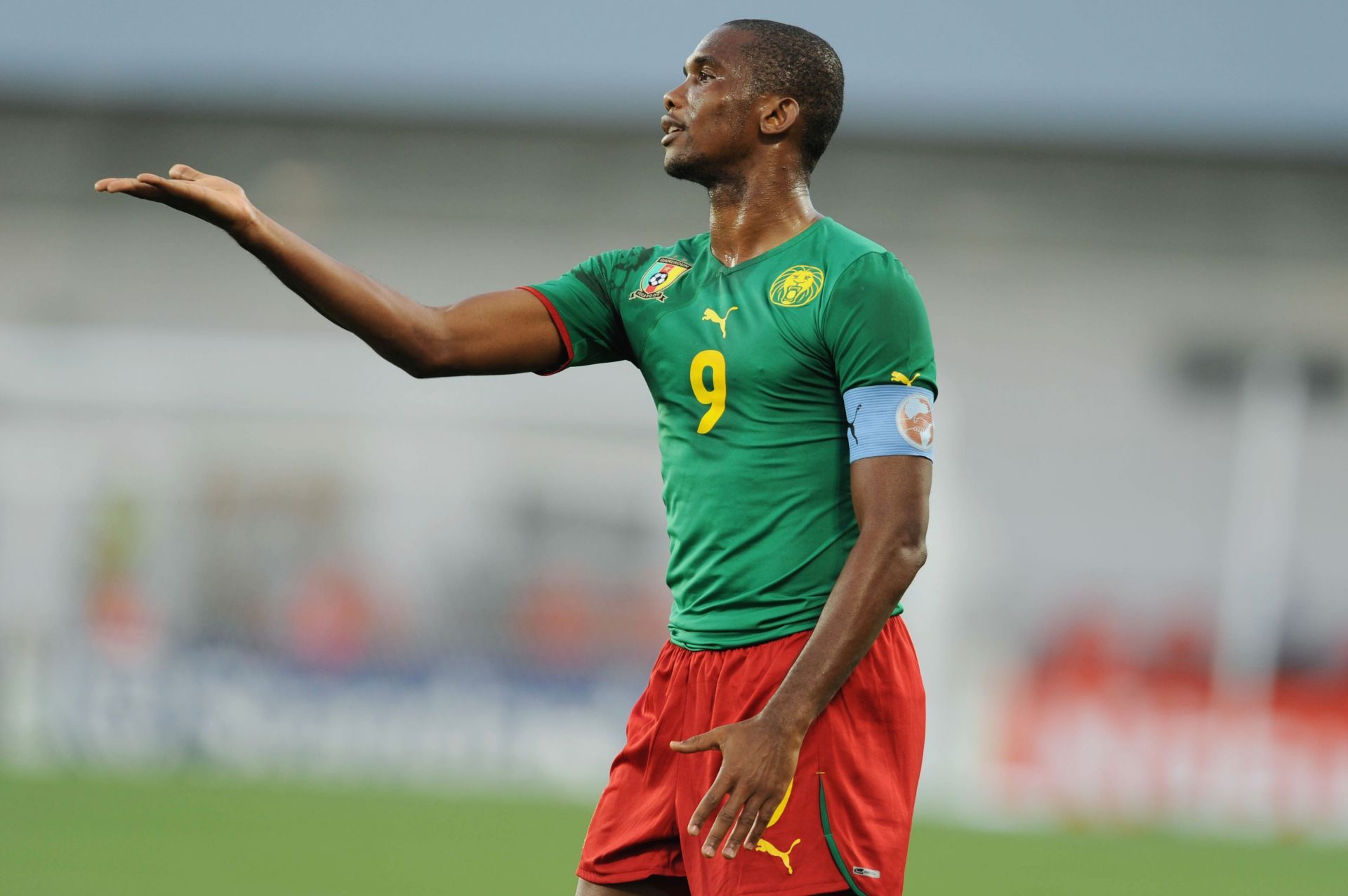 Eto&#039;o during an AFCON match vs Gabon