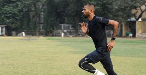 Hardik Pandya trains in a ground (Credit: Hardik Pandya/Instagram)