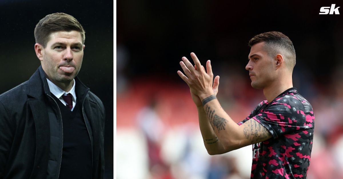 [L-to-R] Aston Villa manager Steven Gerrard; Granit Xhaka.