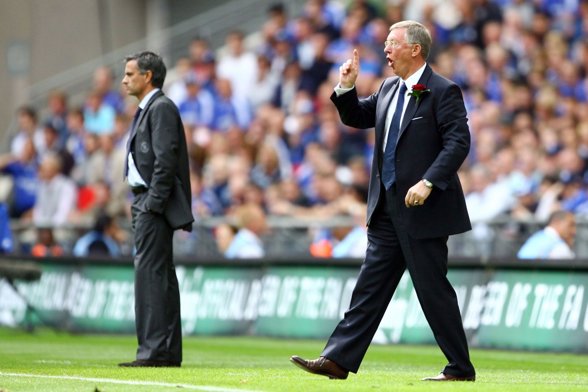 Jose Mourinho (left) and Sir Alex Ferguson during the 2007 FA Cup final