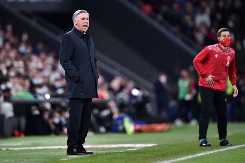 Real Madrid manager Carlo Ancelotti (left)