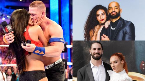 John Cena & Nikki Bella, Ricochet & Samantha Irvin, and Seth Rollins & Becky Lynch