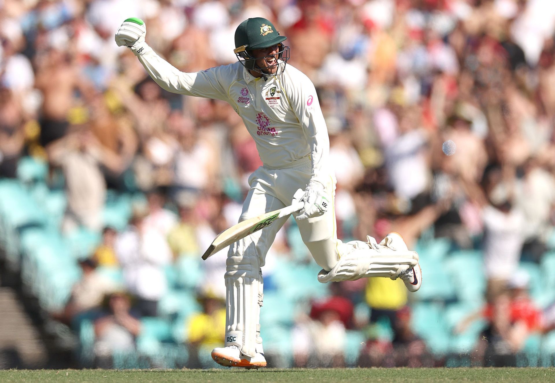 Usman Khawaja celebrates his century during Day 4 of the SCG Test. Pic: Getty Images
