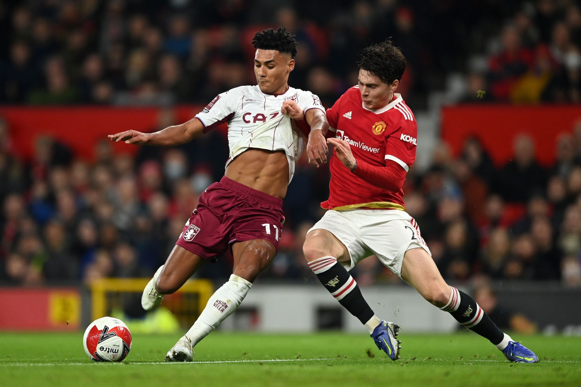 Aston Villa's Ollie Watkins hit the crossbar in the first half