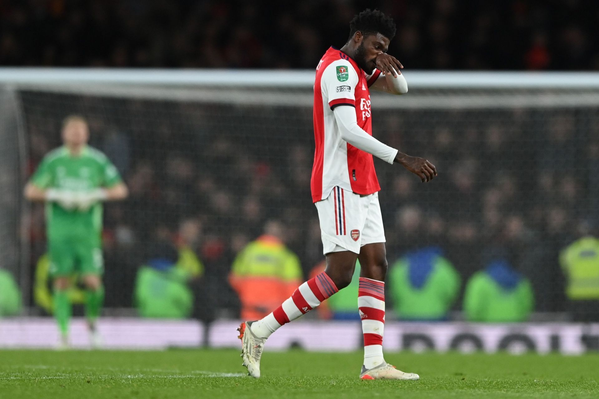 Thomas Partey was shown a second yellow by Martin Atkinson for his tackle on Fabinho.