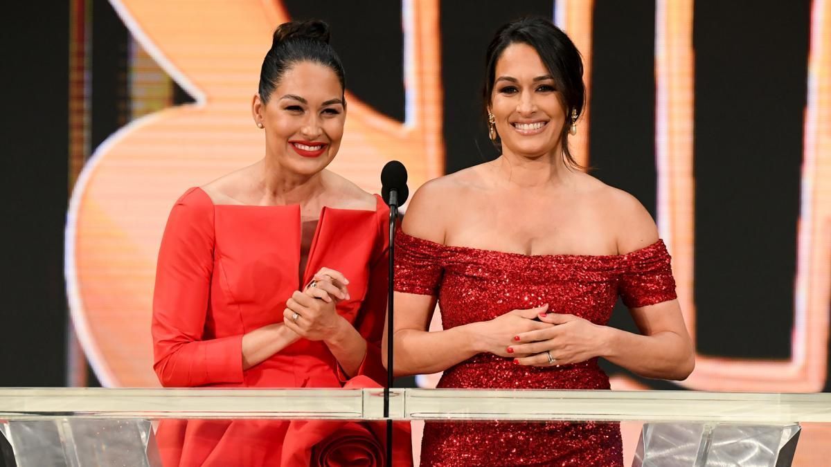 The Bella Twins during their WWE Hall of Fame induction