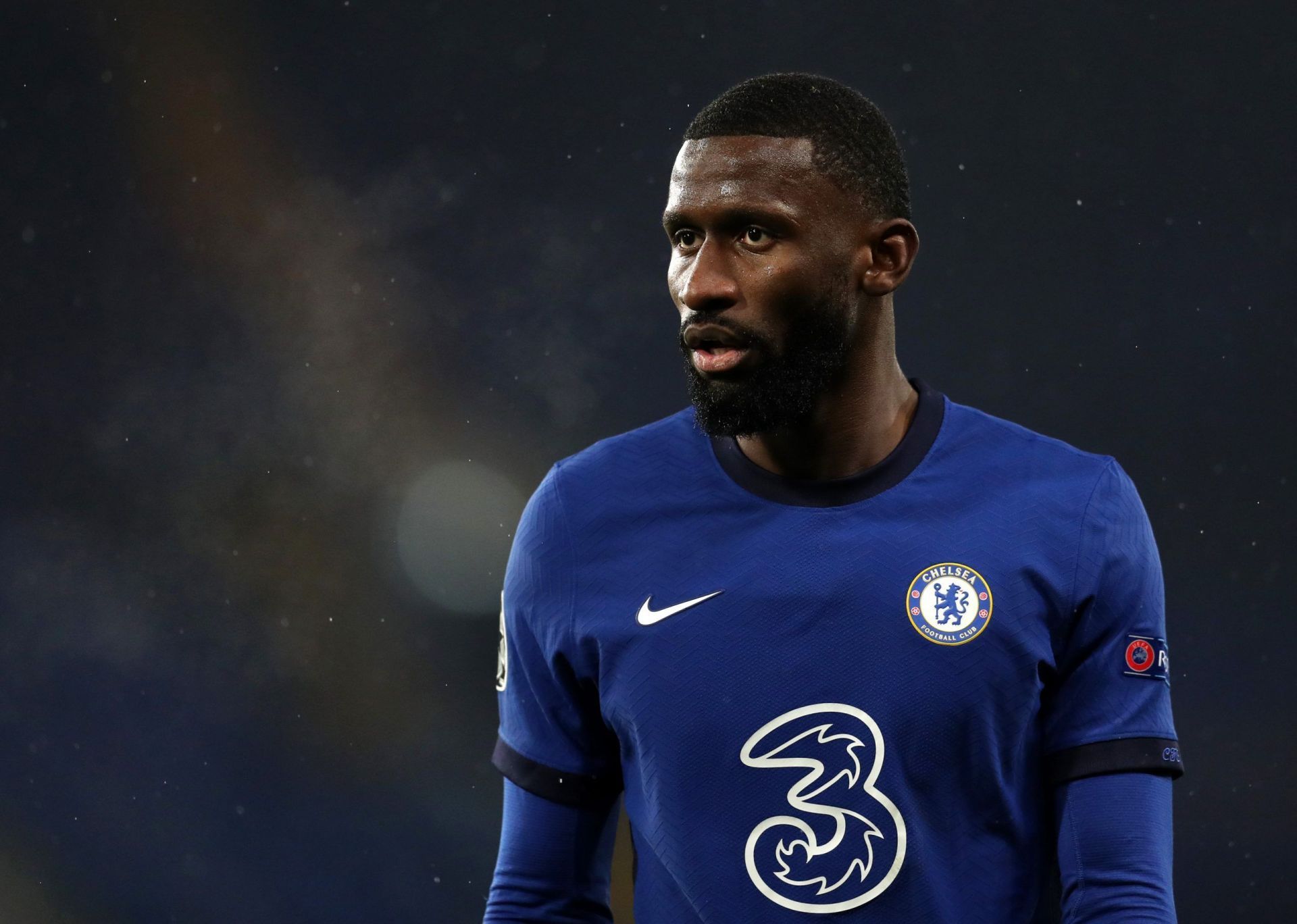 Antonio Rudiger in action for Chelsea in the Premier League.