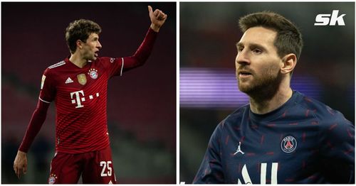 Thomas Muller (L) has labelled Lionel Messi as the 'Assist King'