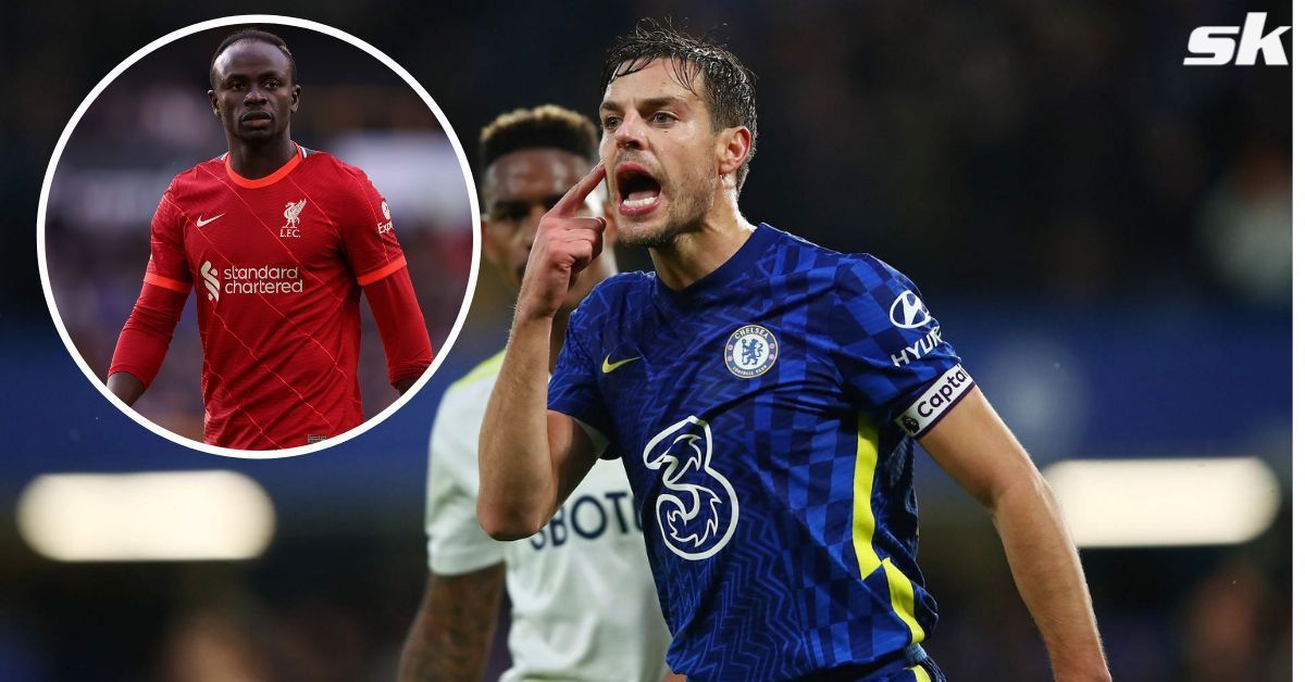 Chelsea&#039;s Cesar Azpilicueta wasn&#039;t happy with Liverpool&#039;s Sadio Mane&#039;s challenge