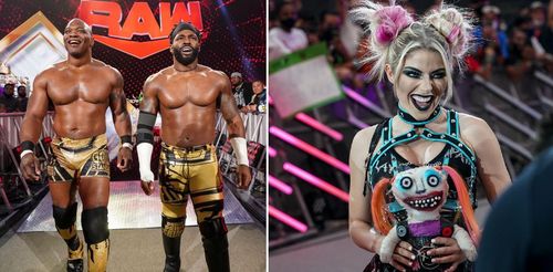 Shelton Benjamin and Cedric Alexander (left) and Alexa Bliss (right)