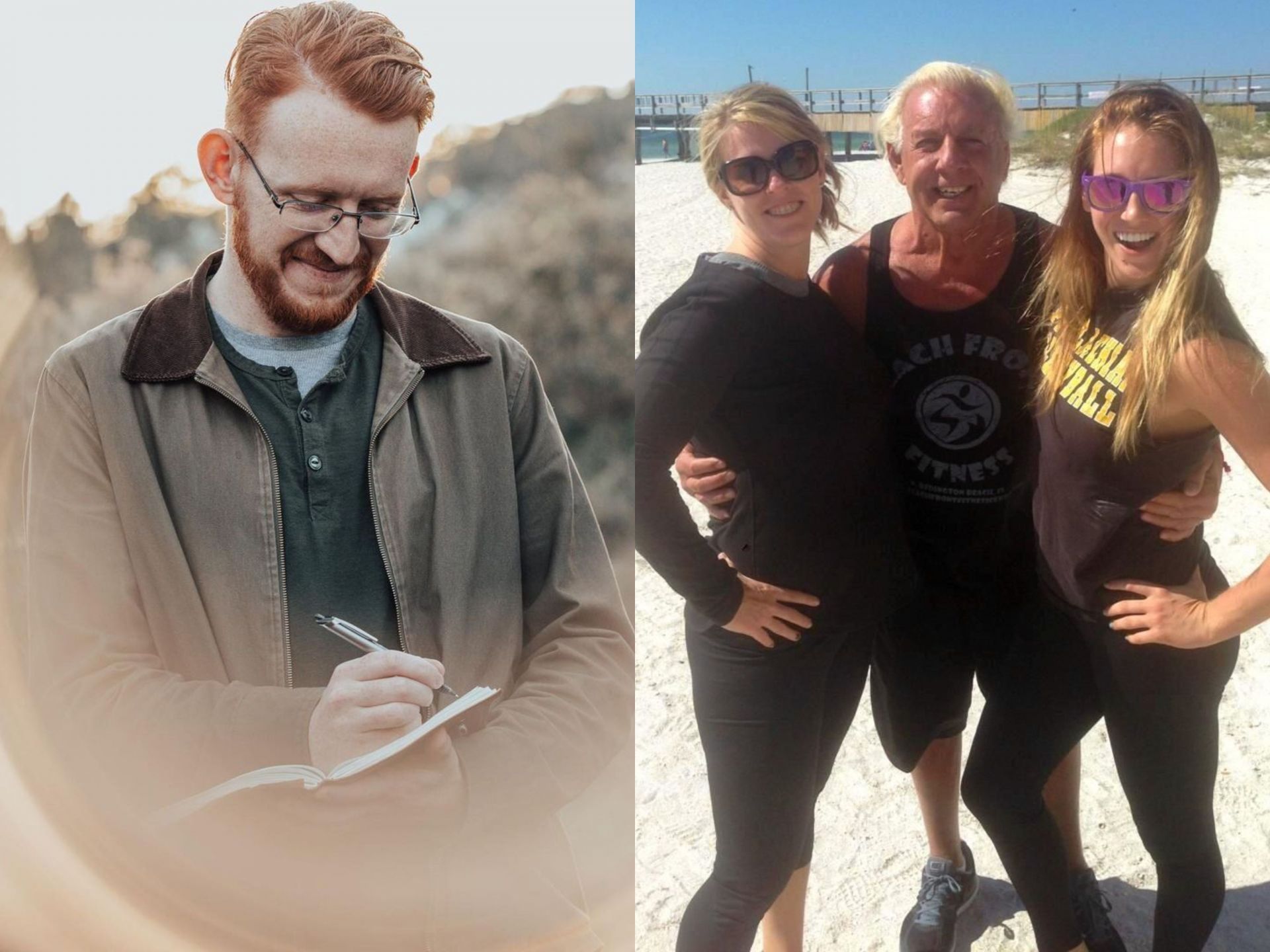 Gunner Calaway (left) and Ric Flair with his daughters Megan &amp; Charlotte (right)