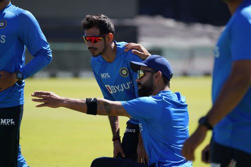 Virat Kohli and Yuzvendra Chahal train together ahead of the SA ODIs (Credit: Twitter/ Yuzvendra Chahal)