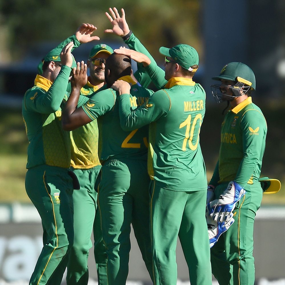 South Africa celebrate a wicket in the first ODI