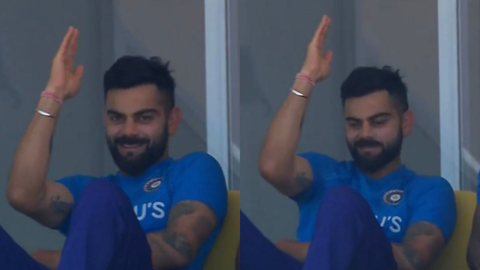 Virat Kohli shows off a dance move in Paarl.