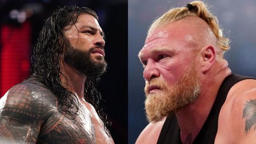 Roman Reigns (left); Brock Lesnar (right)