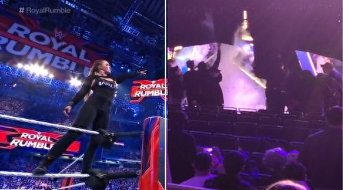 The WrestleMania 38 sign catches fire after Ronda Rousey's win