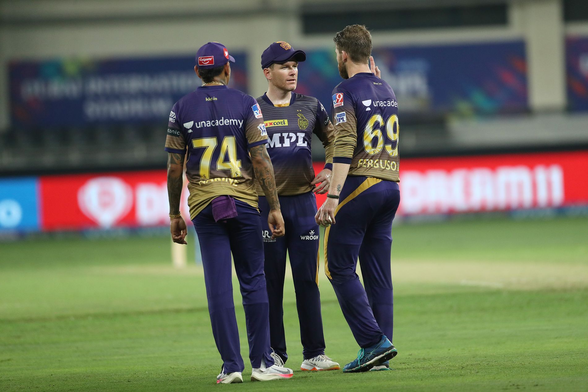 Kolkata Knight Riders (KKR) during the IPL 2021 final. Pic: IPLT20.COM