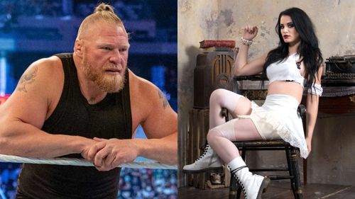 Brock Lesnar (left); Paige (right)